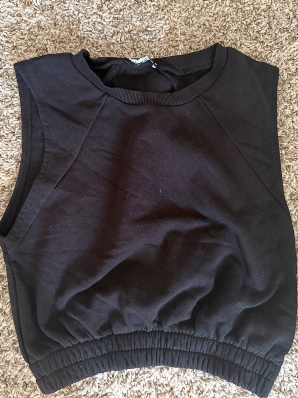 Zara Black Sleeveless Cropped Tank Top